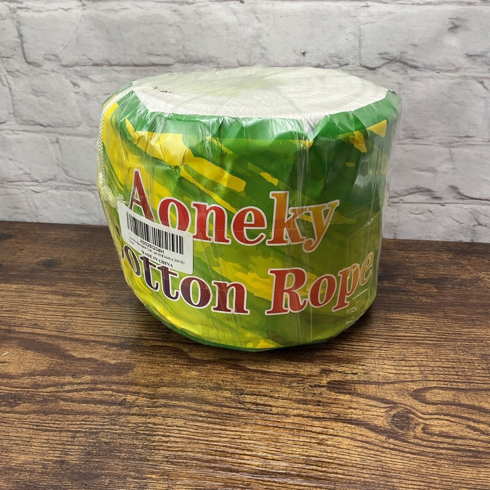 200 Feet 3/8 Inch Braided Cotton Rope Soft White Cotton Rope Aoneky